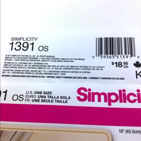 SIMPLICITY Pattern #1391 - 18” Doll Clothes - Picture 4 of 8